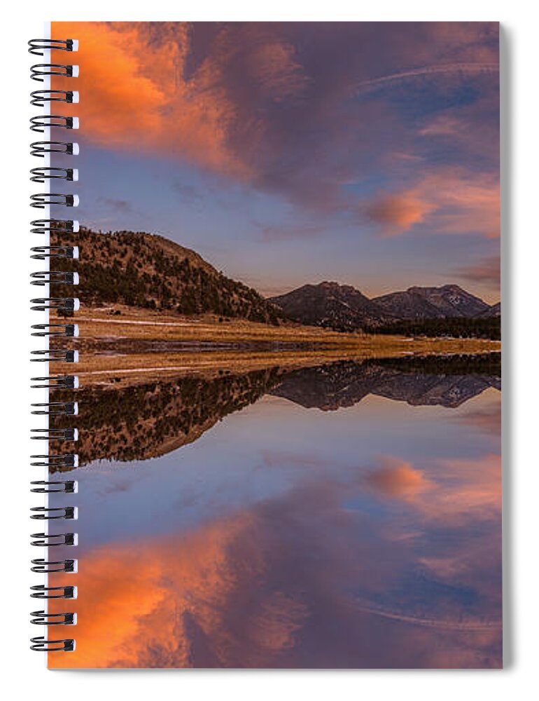 Rocky Mountain National Park Spiral Notebook featuring the photograph Moraine Park Sunset Pano by Darren White