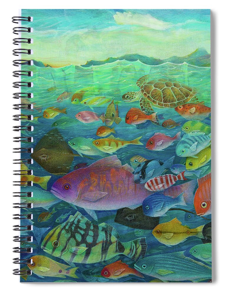 Fish Spiral Notebook featuring the painting More Fish by Lynn Bywaters