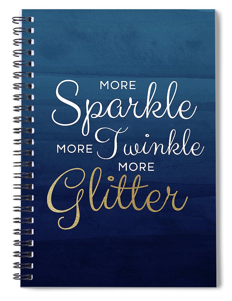 Sparkle Spiral Notebook featuring the mixed media More Sparkle Blue- Art by Linda Woods by Linda Woods