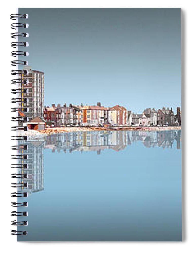 Morecambe Spiral Notebook featuring the digital art Morecambe Reflection 3 - Blue by Joe Tamassy