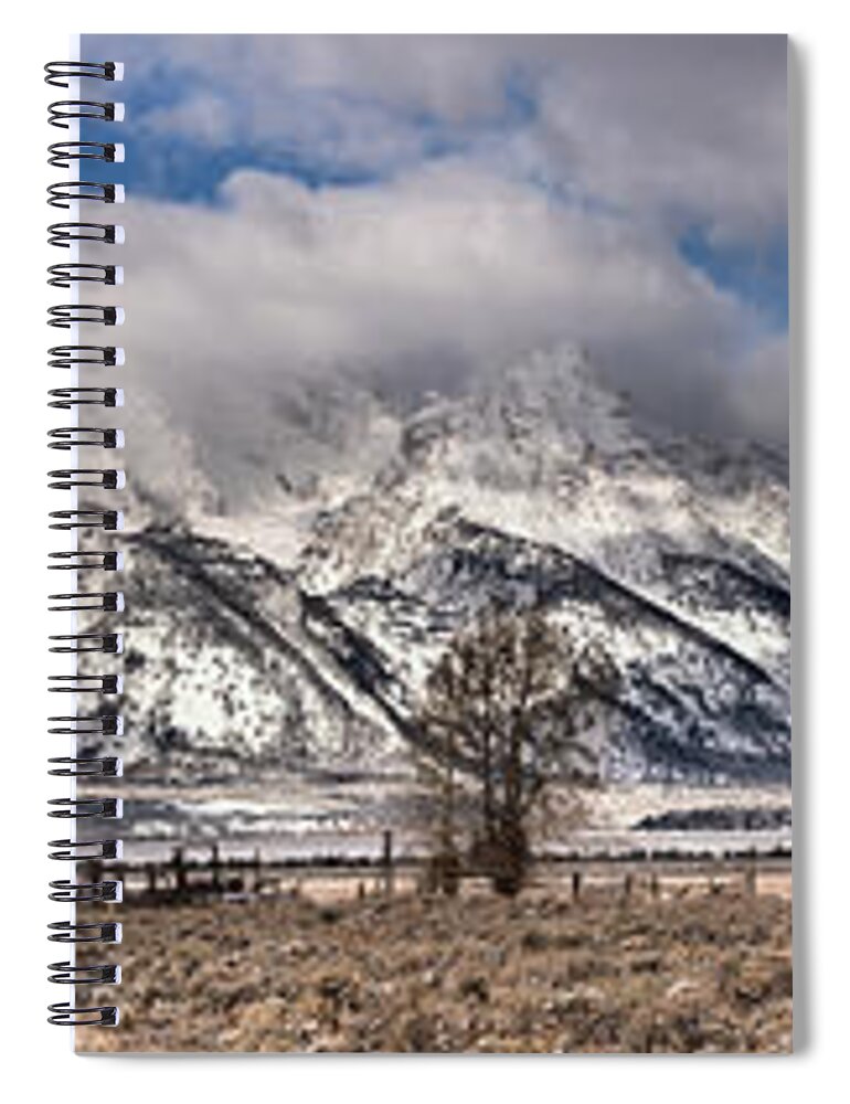 Mormon Row Spiral Notebook featuring the photograph Mormon Row Extended Panorama by Adam Jewell