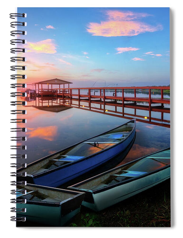 Boats Spiral Notebook featuring the photograph Morning After the Rain by Debra and Dave Vanderlaan