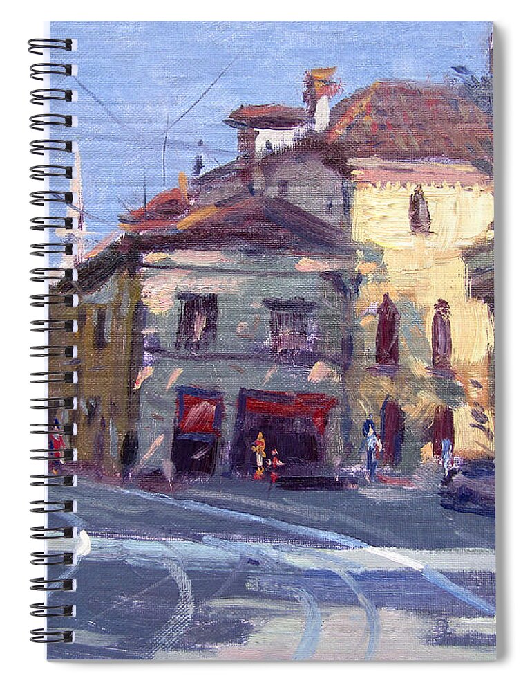 Morning Spiral Notebook featuring the painting Morning at Padua Italy by Ylli Haruni