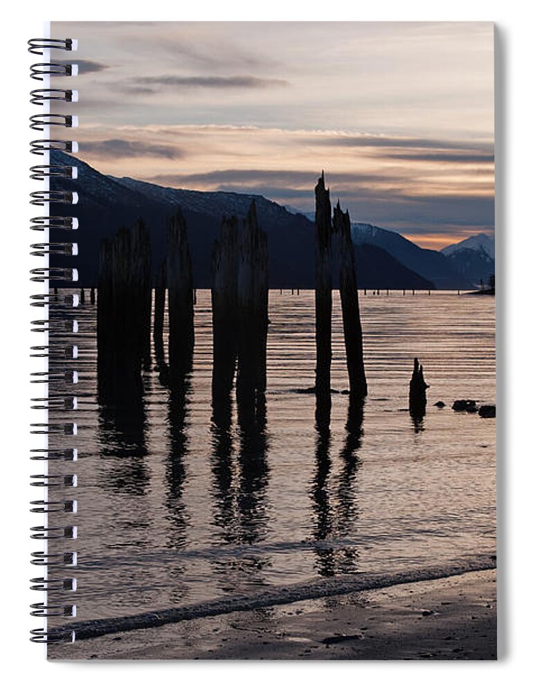 Piling Spiral Notebook featuring the photograph Morning at Sandy Beach by Cathy Mahnke