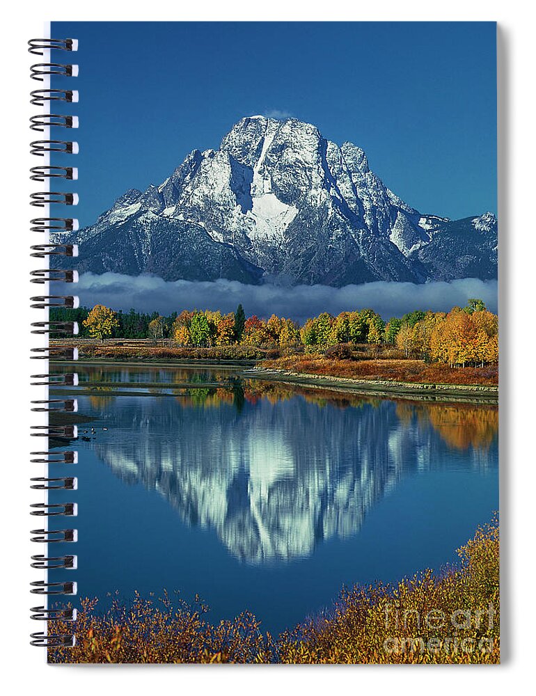 Dave Welling Spiral Notebook featuring the photograph Morning Cloud Layer Oxbow Bend In Fall Grand Tetons National Park by Dave Welling