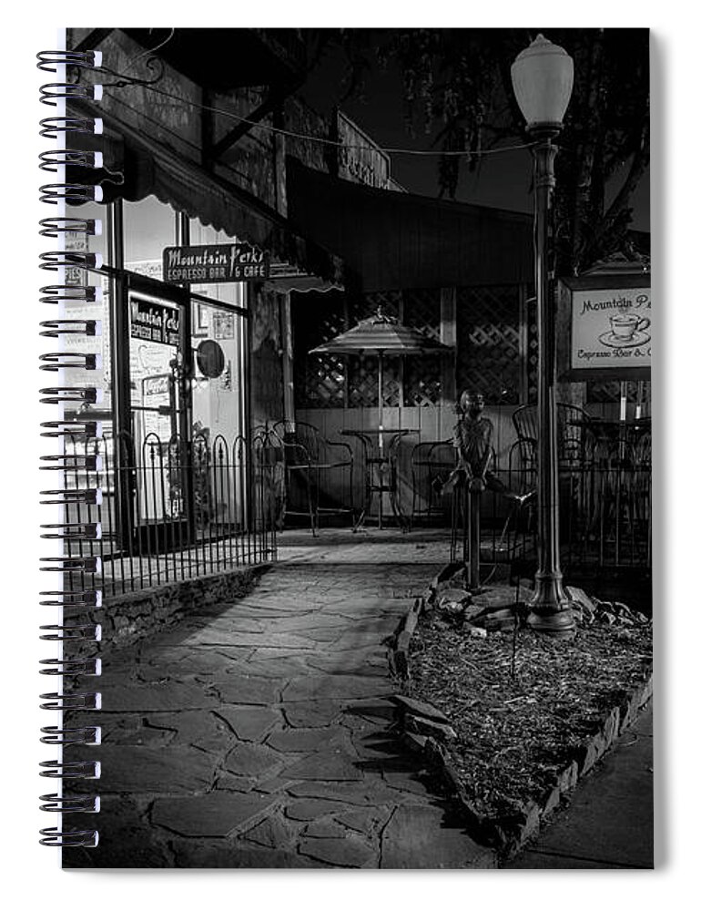 Bryson City Spiral Notebook featuring the photograph Morning Coffee In Black and White by Greg and Chrystal Mimbs