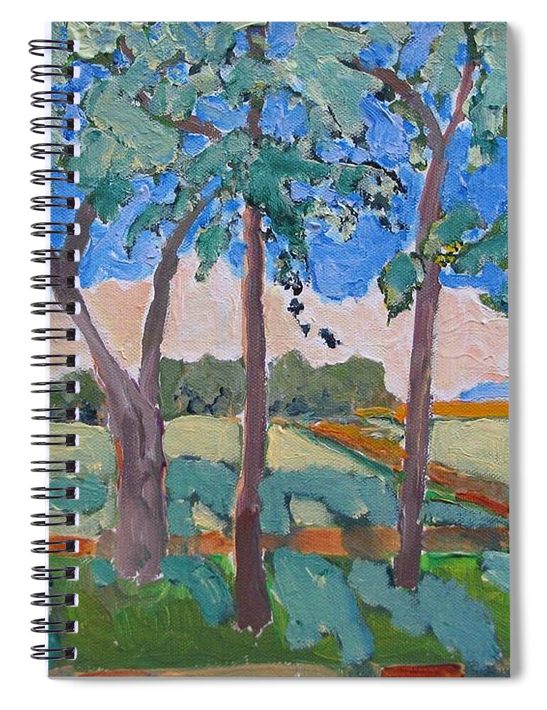 Midwest Spiral Notebook featuring the painting Morning Fields by Rodger Ellingson