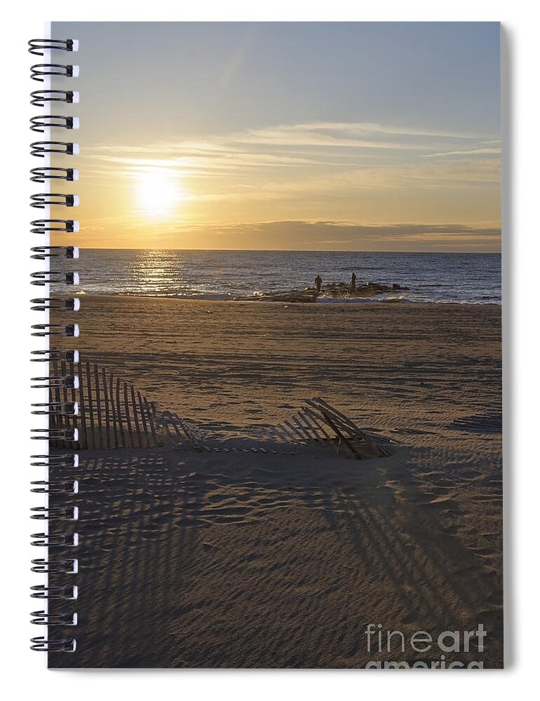 Jetty Spiral Notebook featuring the photograph Morning Fishing in Asbury II by Debra Fedchin