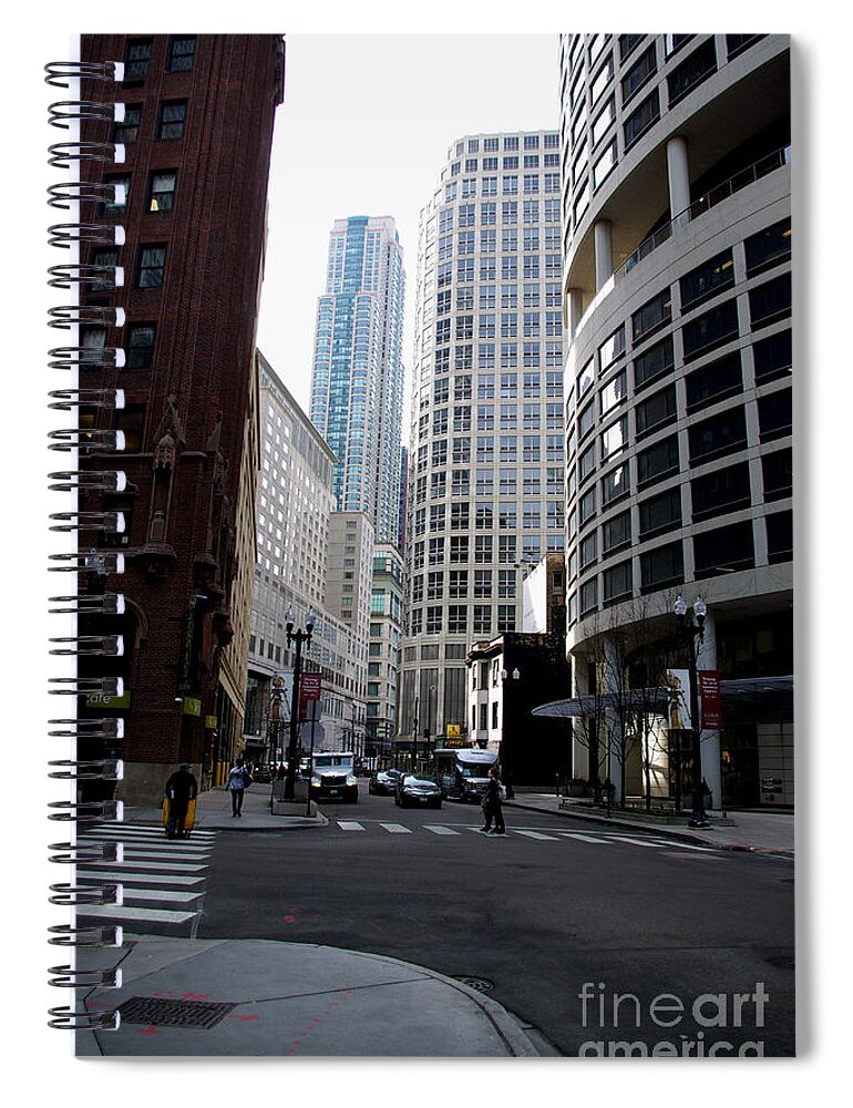 Frank J Casella Spiral Notebook featuring the photograph Morning Light on Rush Street - City of Chicago by Frank J Casella