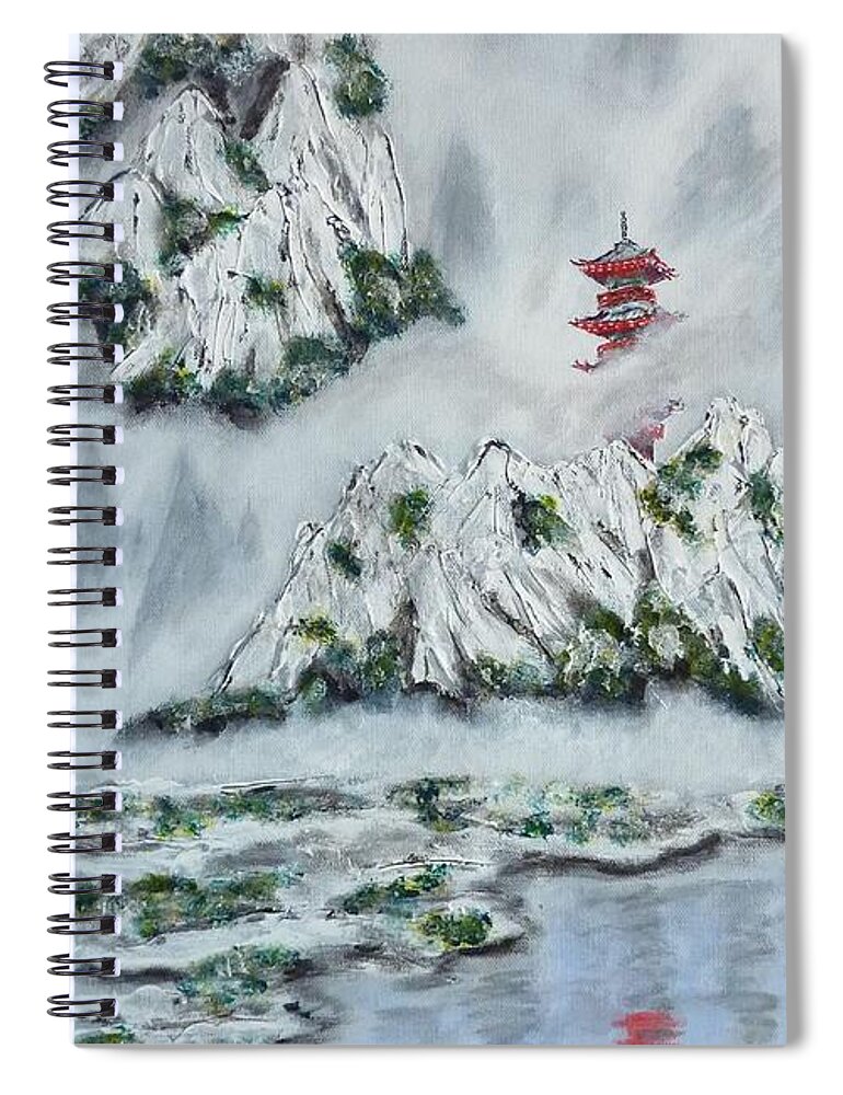 Morning Mist Spiral Notebook featuring the painting Morning Mist 1 by Amelie Simmons