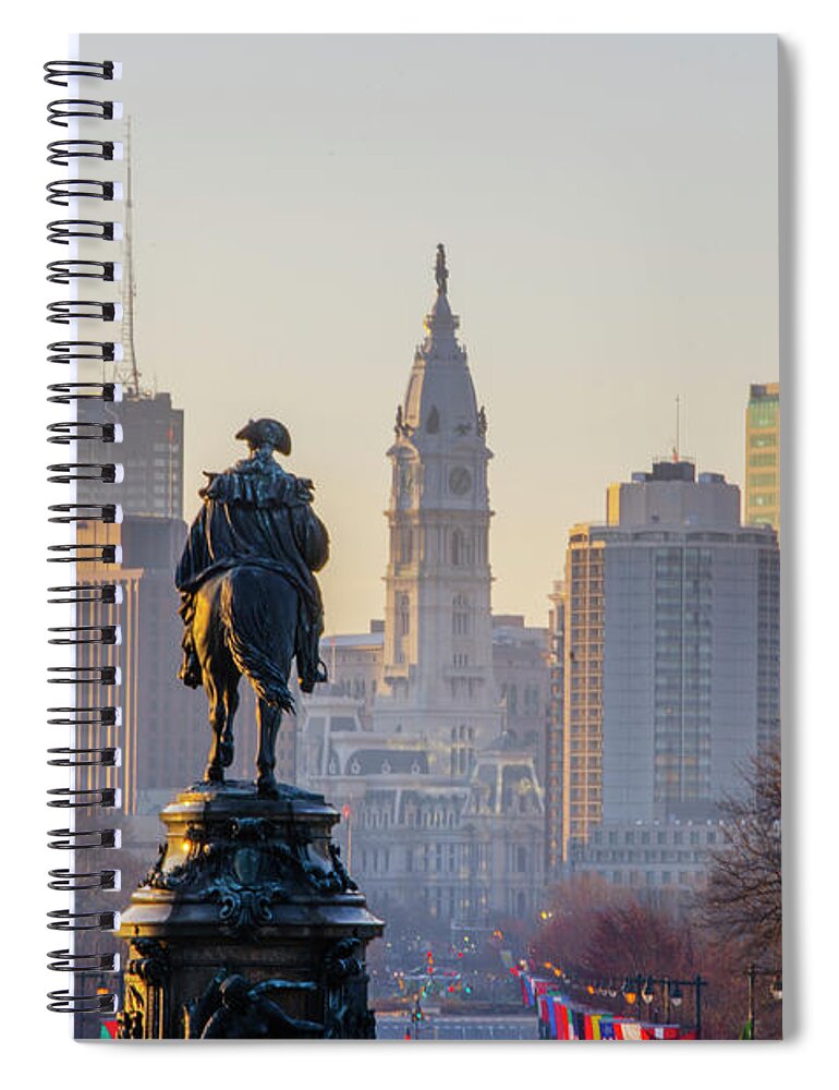 Morning Spiral Notebook featuring the photograph Morning on the Parkway - Philadelphia by Bill Cannon
