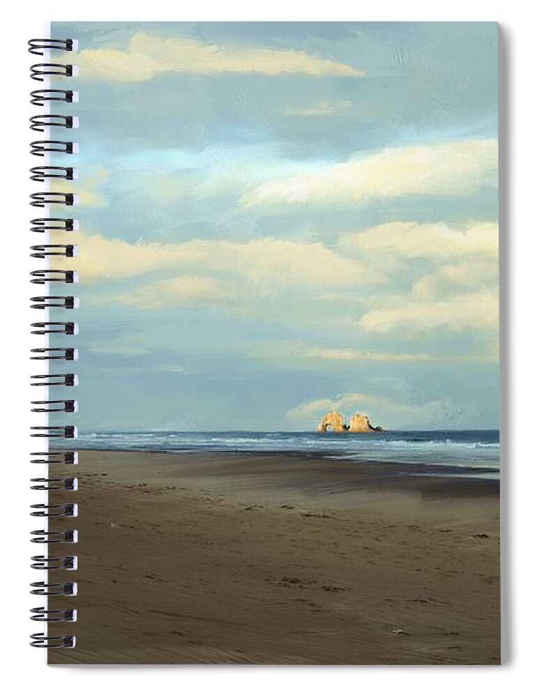 Beach Spiral Notebook featuring the digital art Morning Walk by Debra Baldwin
