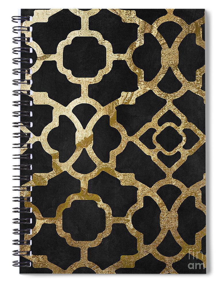 Black And Gold Pattern Spiral Notebook featuring the painting Moroccan Gold III by Mindy Sommers