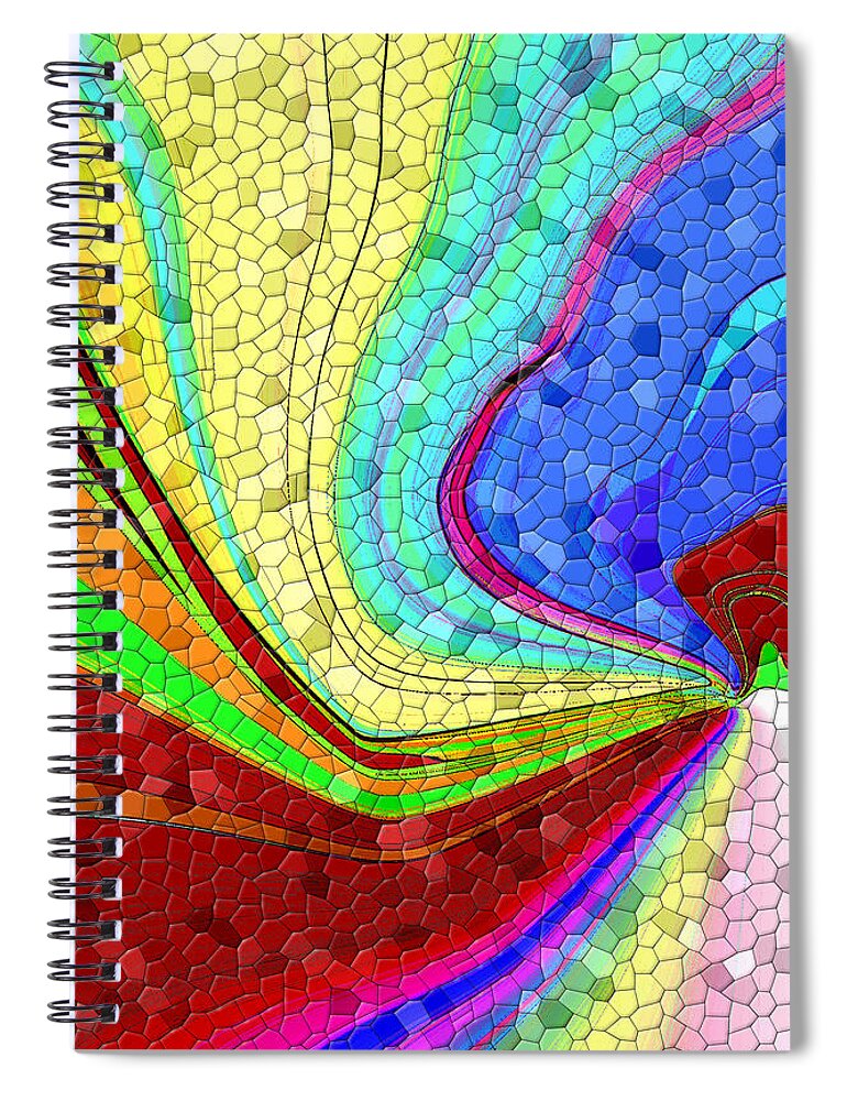 Abstract Spiral Notebook featuring the digital art Mosaic #20E by Iris Gelbart