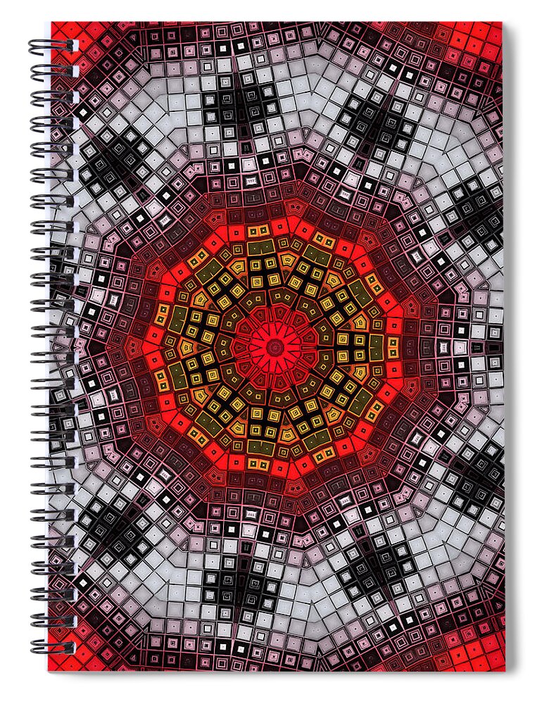 Kaleidoscope Spiral Notebook featuring the digital art Mosaic Kaleidoscope 2 by Shawna Rowe