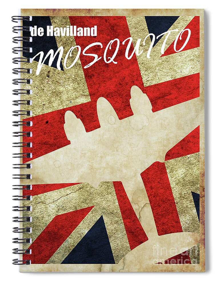 Vintage Ww2 Spiral Notebook featuring the digital art Mosquito Vintage Poster by Airpower Art