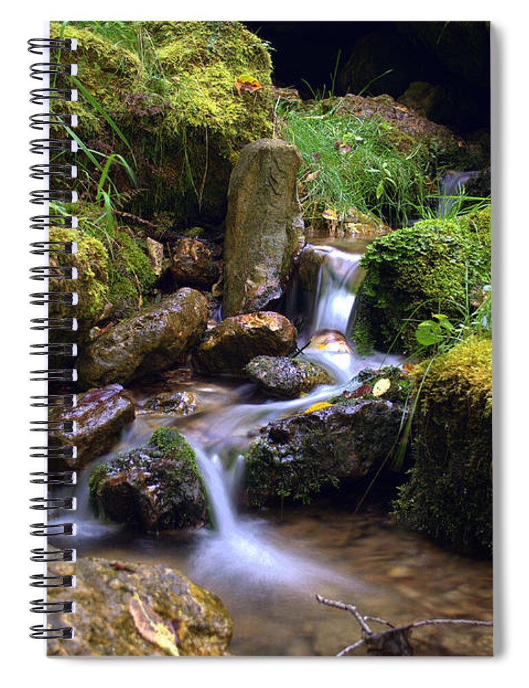 Rock Spiral Notebook featuring the photograph Mossy Glenn Spring 2 by Bonfire Photography
