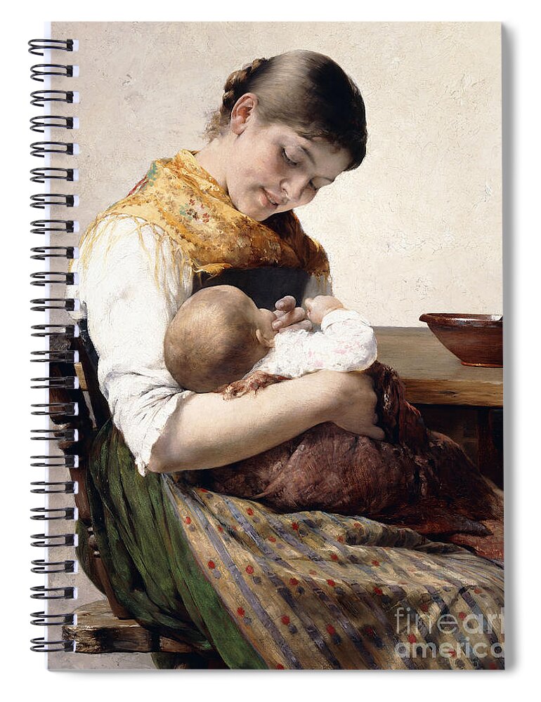 Nursing Spiral Notebook featuring the painting Mother and Child by Georges Jacobides