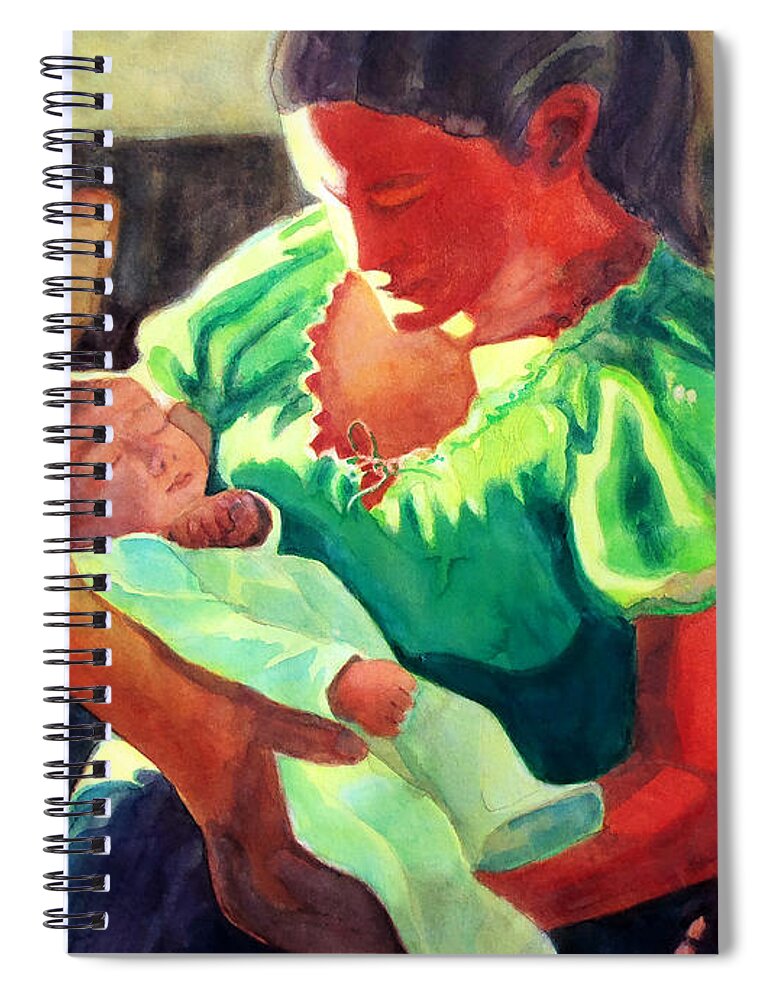 Paintings Spiral Notebook featuring the painting Mother and Child in Red2 by Kathy Braud