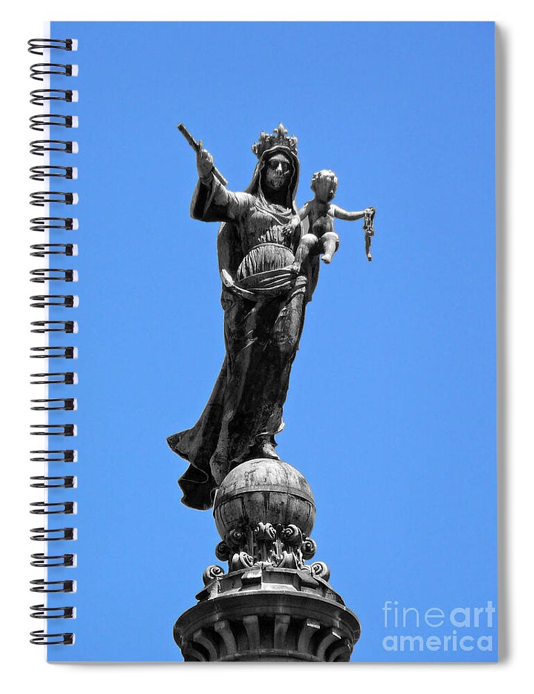 Photography Spiral Notebook featuring the photograph Mother and child rooftop statue by Francesca Mackenney