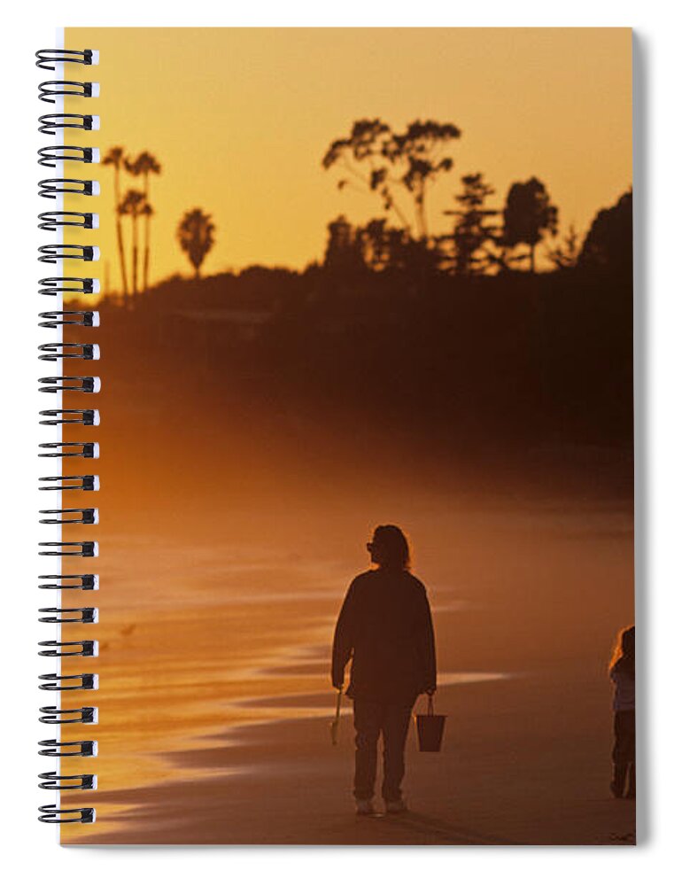 Travel Spiral Notebook featuring the photograph Mother and Daughter along Beach by Jim Corwin