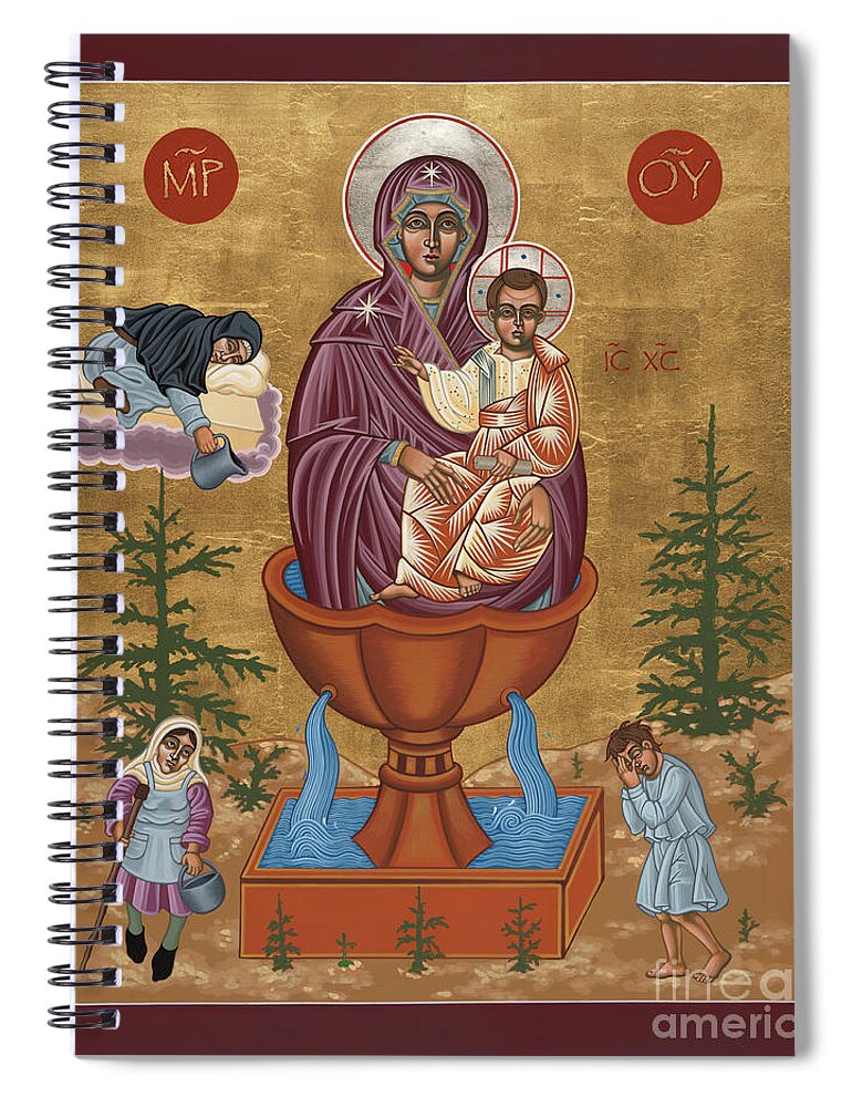Mother Of God Life Giving Spring Spiral Notebook featuring the painting Mother of God Life Giving Spring 179 by William Hart McNichols