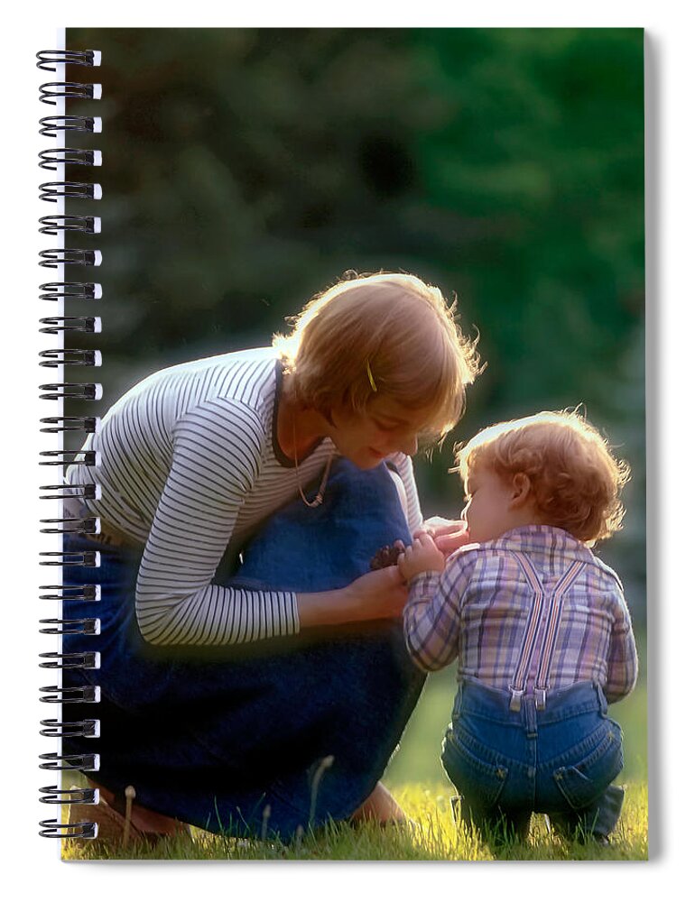 Mother And Son Spiral Notebook featuring the photograph Mother with kid by Juan Carlos Ferro Duque