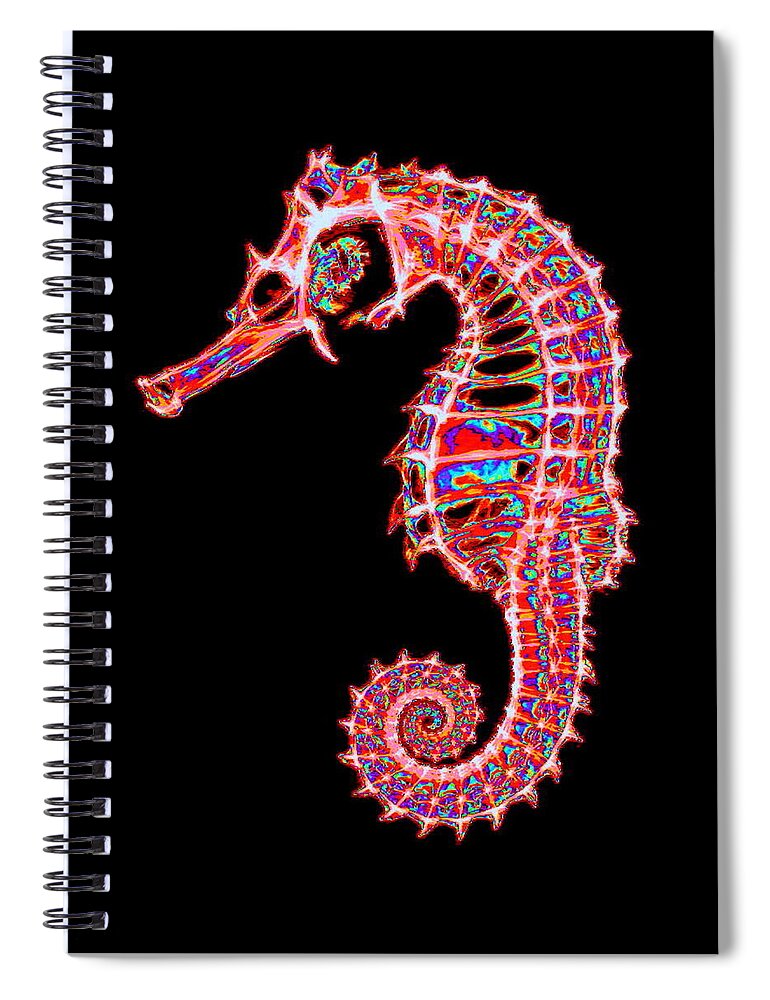Sea Horse Spiral Notebook featuring the digital art Motley Hippocampus by Larry Beat