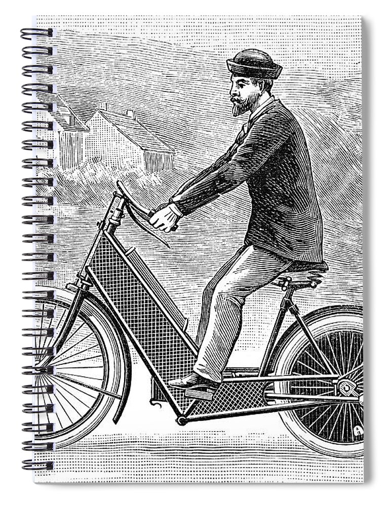 1894 Spiral Notebook featuring the photograph Motorcycle, 1894 by Granger