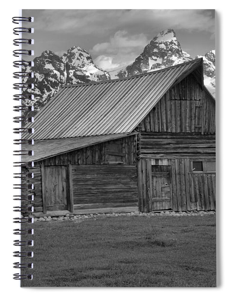 Black And White Spiral Notebook featuring the photograph Moulton Barn Springtime Black And White by Adam Jewell