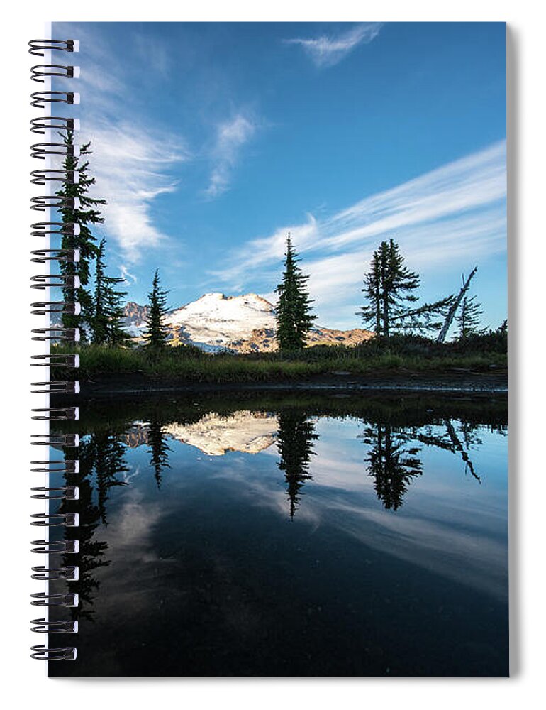 Mountains Spiral Notebook featuring the photograph Mount Baker Cloudscape Reflection by Mike Reid