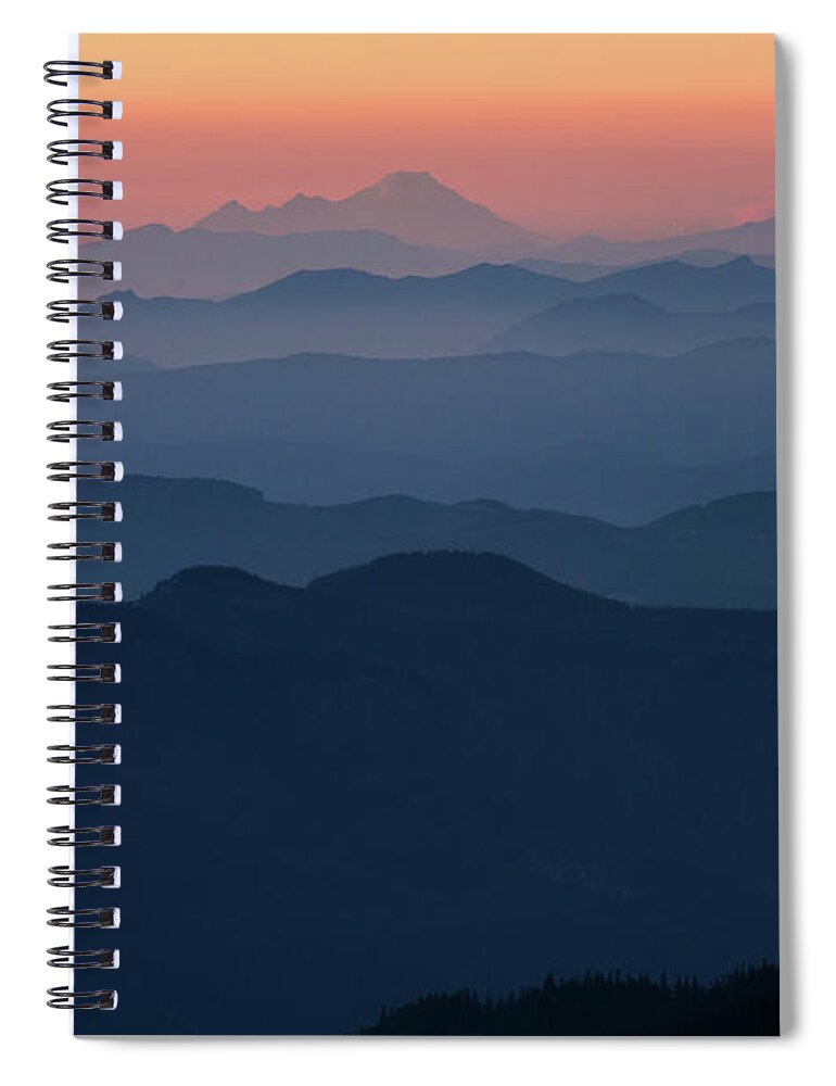 Mount Rainier National Park Spiral Notebook featuring the photograph Mount Baker Sunset Landscape Layers Closer by Mike Reid