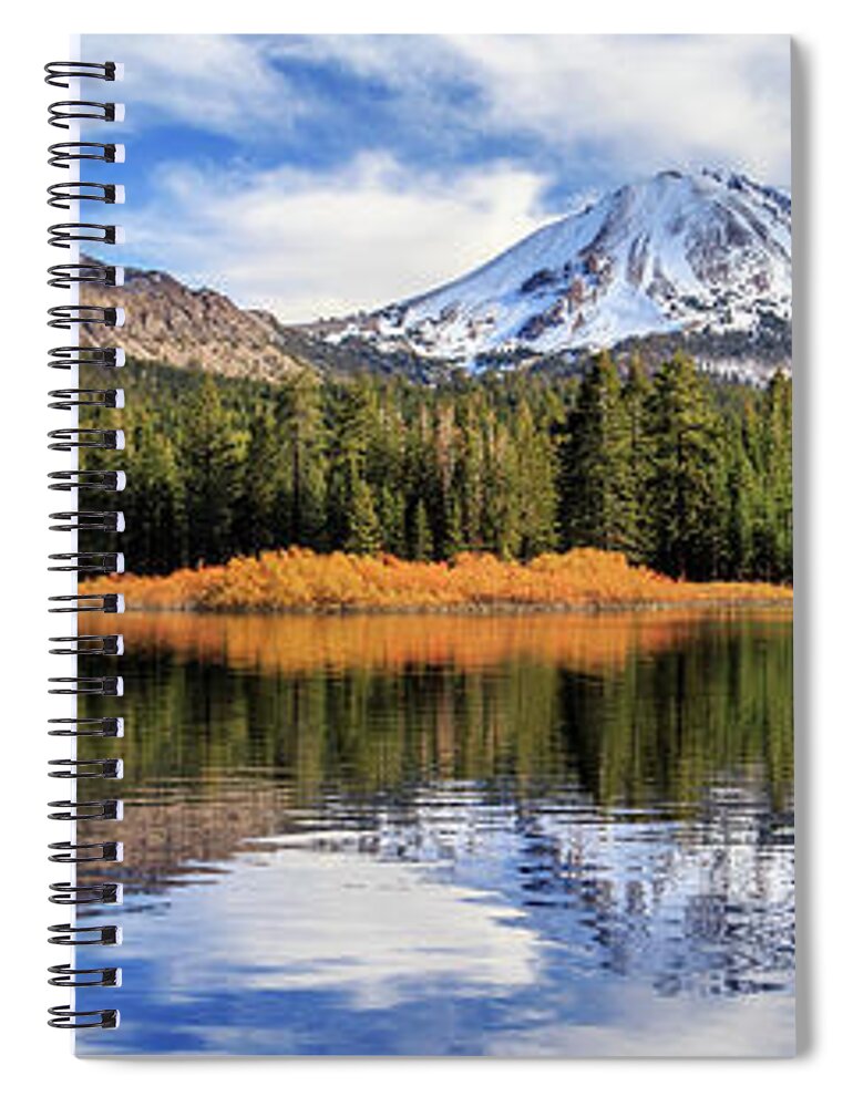 Mount Lassen Spiral Notebook featuring the photograph Mount Lassen Reflections Panorama by James Eddy