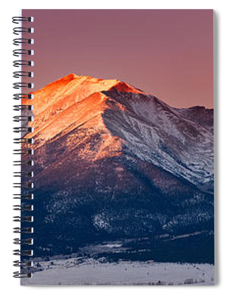 Pano Spiral Notebook featuring the photograph Mount Princeton Moonset at Sunrise by Darren White