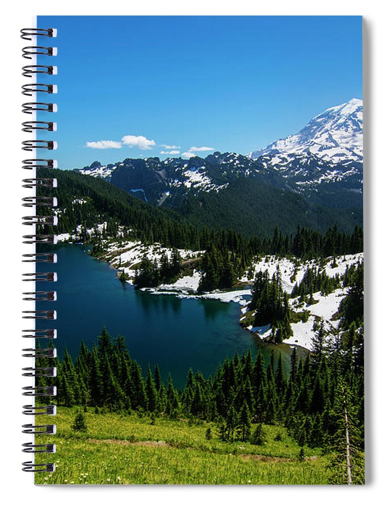 Hike Spiral Notebook featuring the photograph Mount Rainier and Eunice Lake by Pelo Blanco Photo