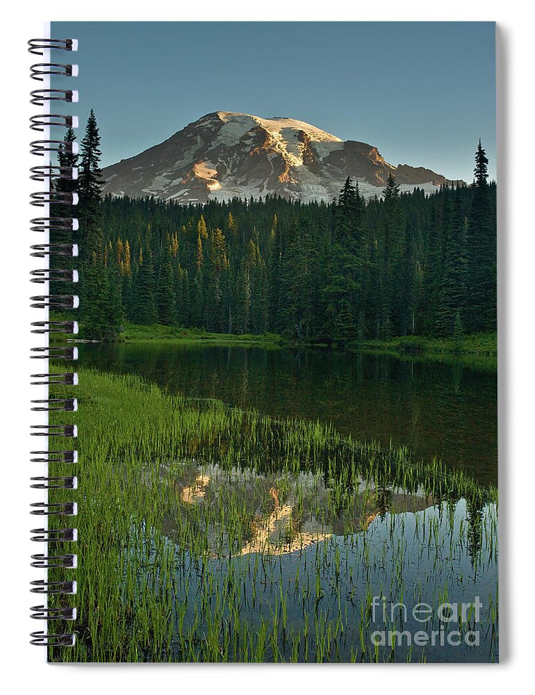 Mount Rainier Spiral Notebook featuring the photograph Mount Rainier Dawn Reflection by Mike Reid