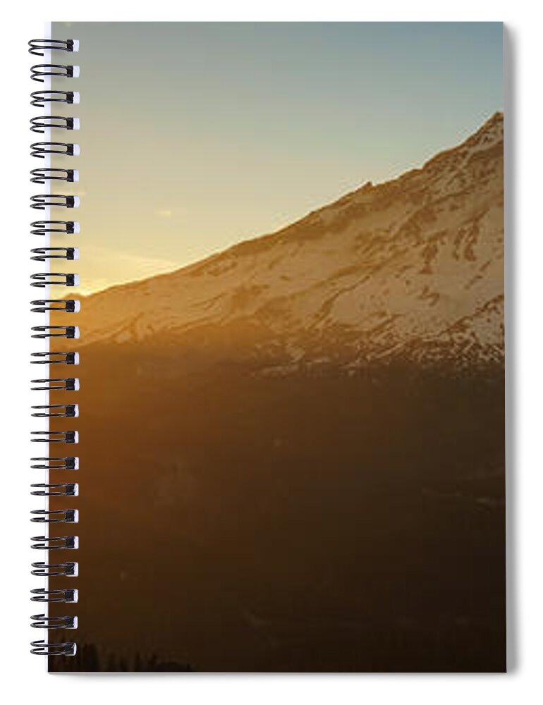  Mount Rainier Spiral Notebook featuring the photograph Mount Rainier Evening Light Rays by Mike Reid