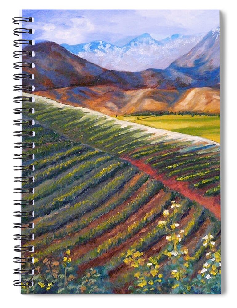 Farm Land Spiral Notebook featuring the painting Mountain Farmland The Vineyard by Vic Ritchey