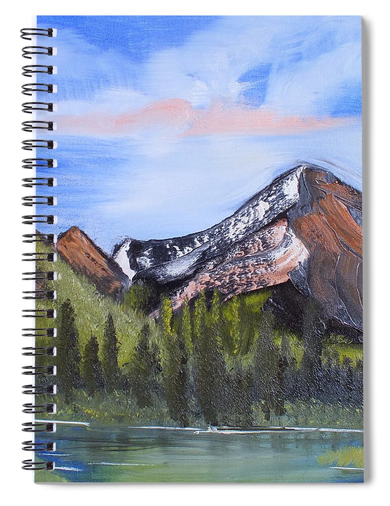 Mountain Spiral Notebook featuring the digital art Mountain lake. by Yenni Harrison