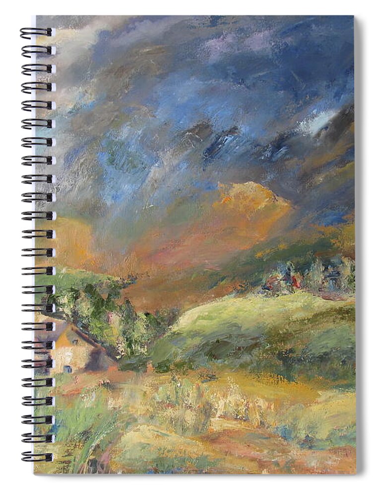 Mountain Spiral Notebook featuring the painting Mountain Storm by John Nussbaum