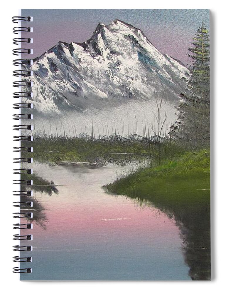 Mountain Spiral Notebook featuring the painting Mountain Sunset by Thomas Janos
