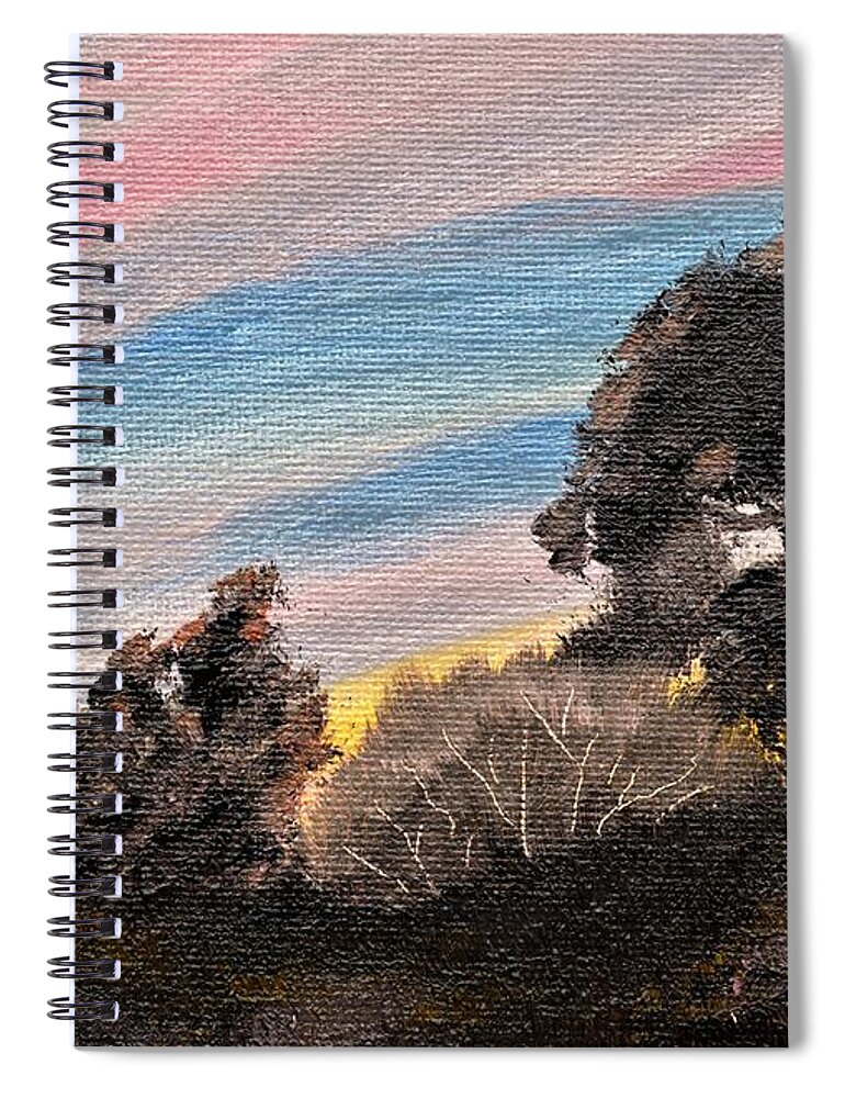 Mountain Sunset Spiral Notebook featuring the painting Mountain Sunset by Warren Thompson