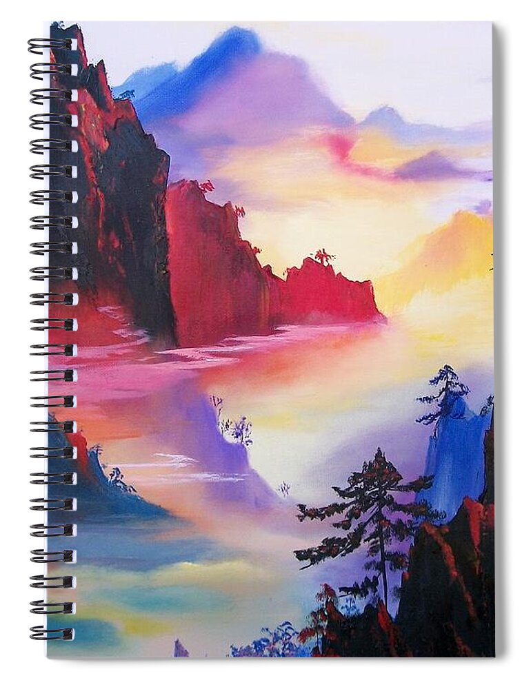 Tranquil Spiral Notebook featuring the painting Mountain Top Sunrise by Sharon Duguay