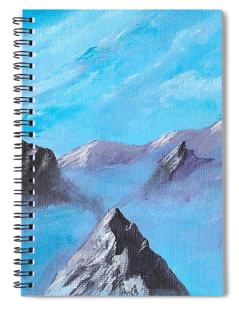 Mountain Spiral Notebook featuring the painting Mountains in mist by David Bigelow