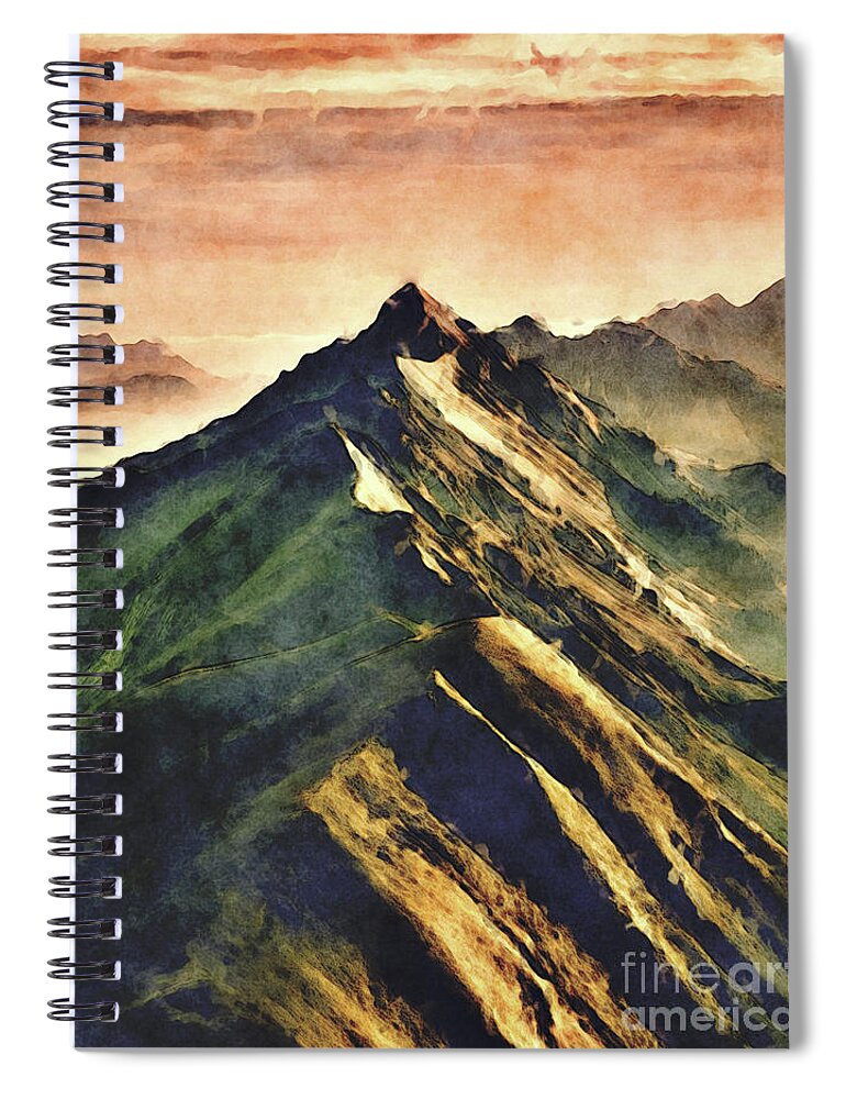Mountains Spiral Notebook featuring the digital art Mountains In The Clouds by Phil Perkins