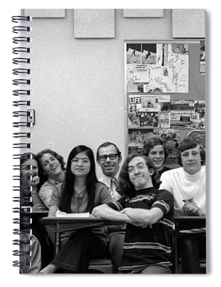  Spiral Notebook featuring the photograph Mr Clay's AP English Class - Cropped by Jeremy Butler