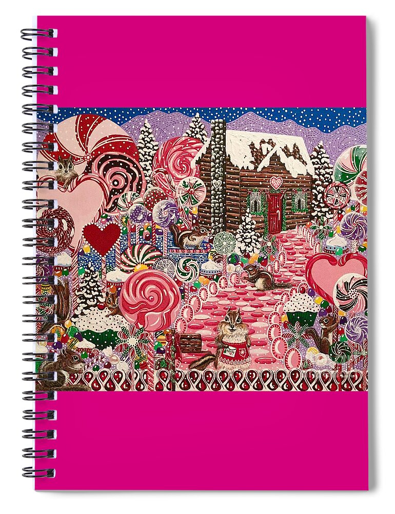Candy Spiral Notebook featuring the painting Ms. Elizabeth Peppermint World by Jennifer Lake