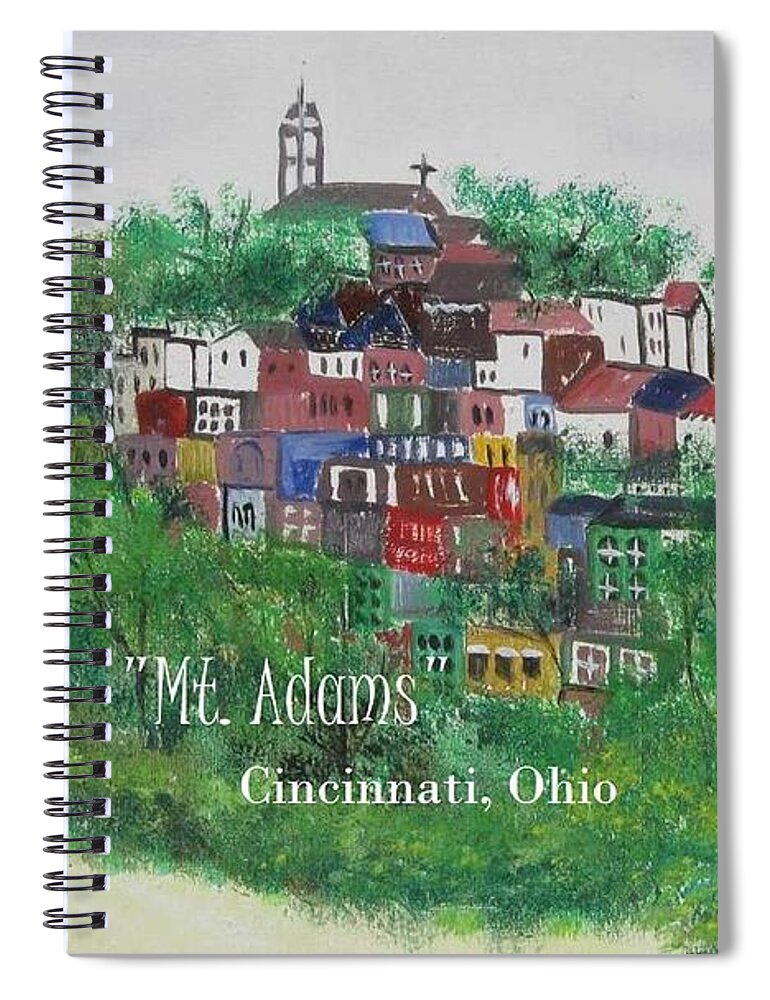 Mt. Adams Spiral Notebook featuring the painting Mt Adams Cincinnati Ohio with Title by Diane Pape