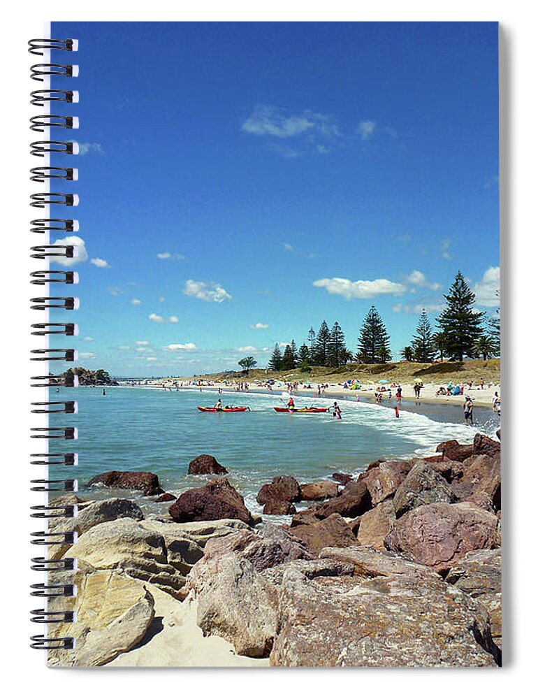 Mt Maunganui Spiral Notebook featuring the photograph Mt Maunganui Beach 3 - Tauranga New Zealand by Selena Boron
