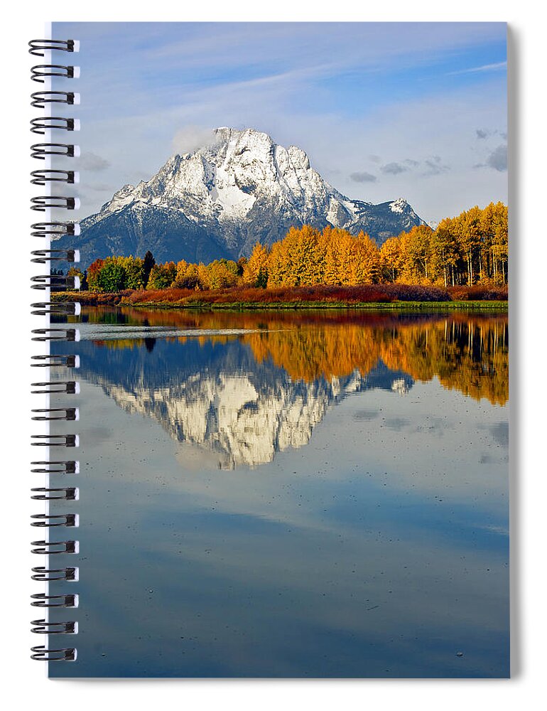 Mt Moran Spiral Notebook featuring the photograph Mt Moran from the Ox Bow by Gary Langley